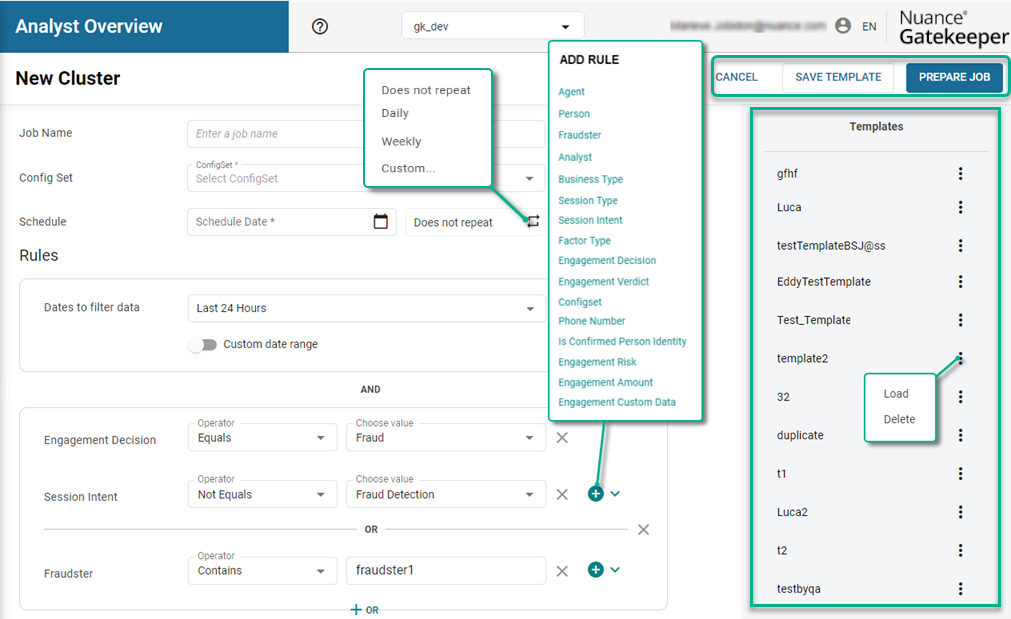 Creating a Cluster job