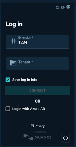 Dark-themed login page